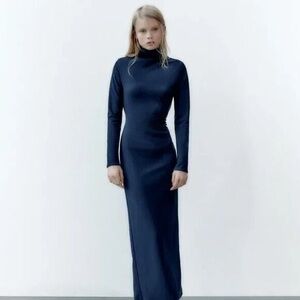 Zara Navy Long Sleeve Dress
